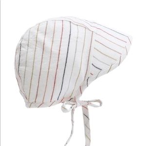 Briar Baby Brimmed Sunset Stripe Linen Bonnet - cotton lined